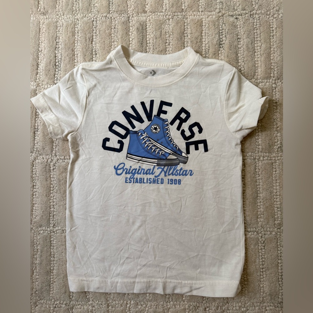 Converse Kids White and Blue Graphic Tee